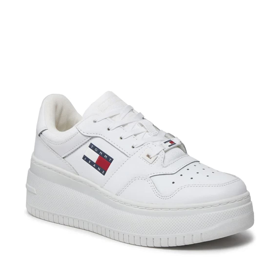 Γυναικεία Δερμάτινα Retro Basket Sneakers Λευκά Tommy Jeans EN0EN02506-YBS