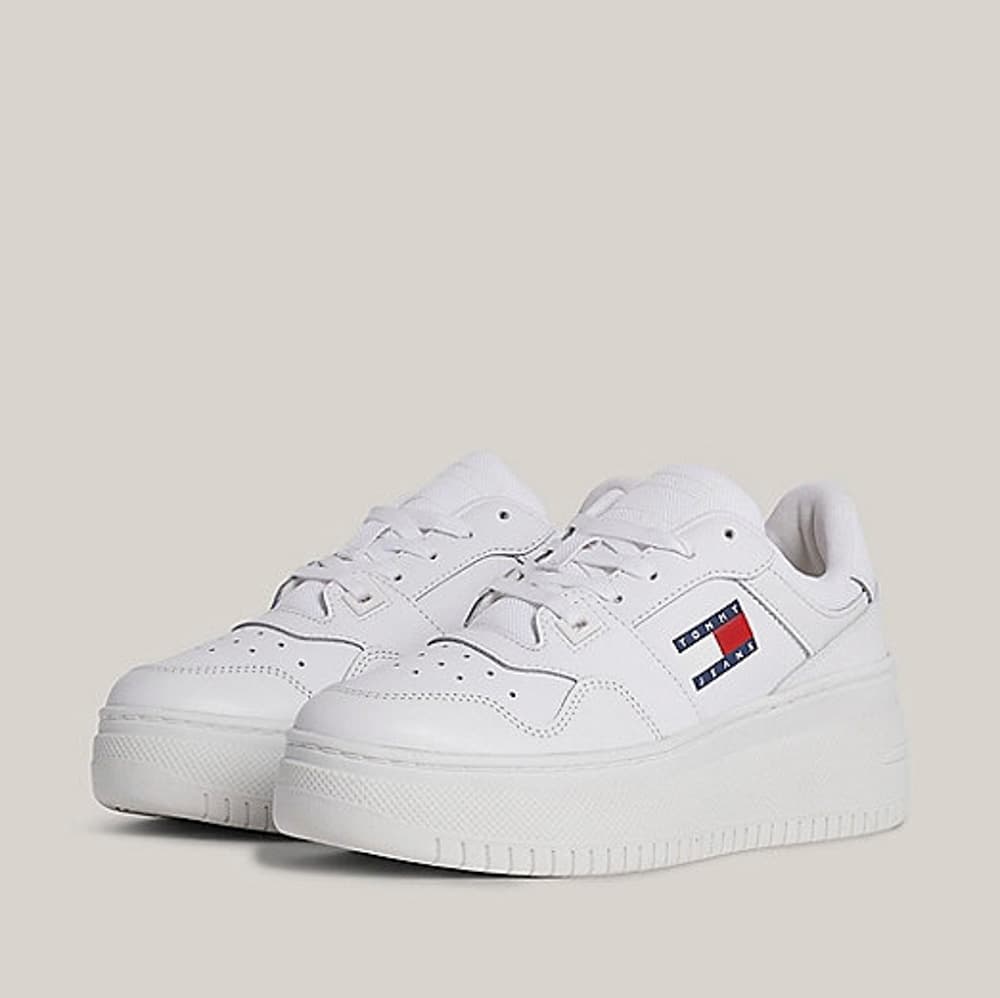 Γυναικεία Δερμάτινα Retro Basket Sneakers Λευκά Tommy Jeans EN0EN02506-YBS