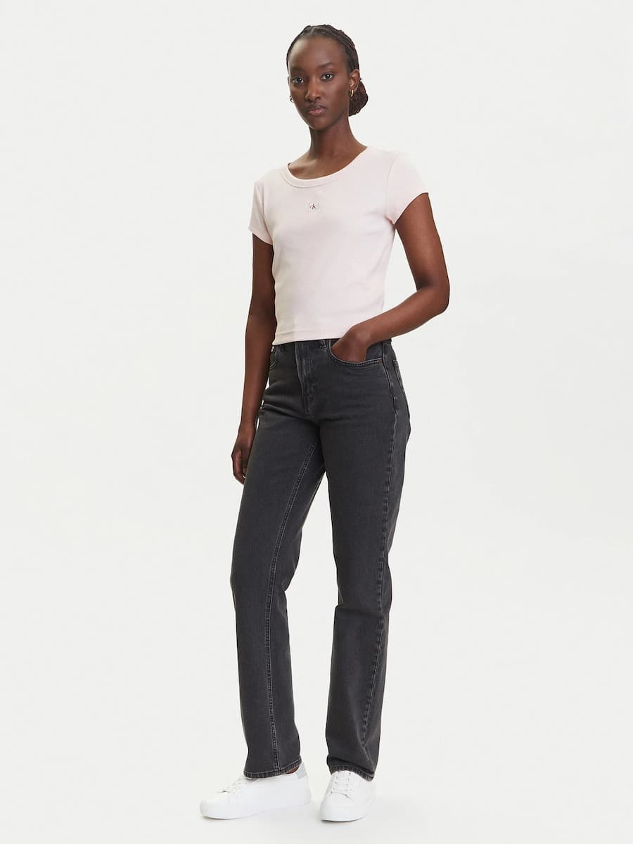 Γυναικείο High Rise Straight Τζιν Μαύρο Calvin Klein LV047B909G-846