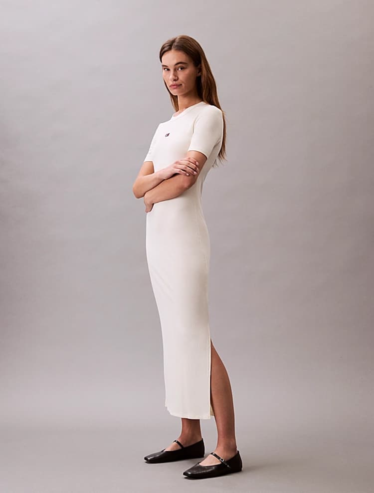 Γυναικείο Κοντομάνικο Φόρεμα Εκρού Calvin Klein LV044C902G-PBA