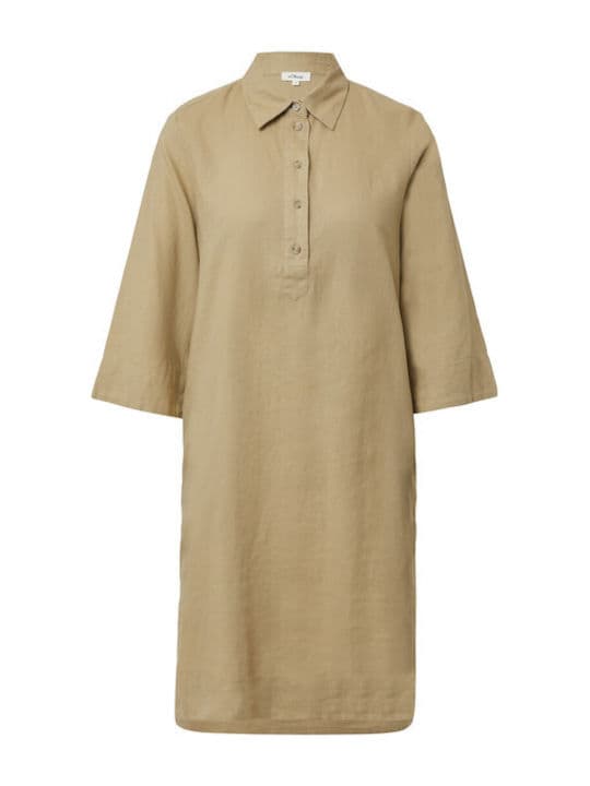 Γυναικείο Λινό Φόρεμα Μπεζ S.Oliver 2163731-8363