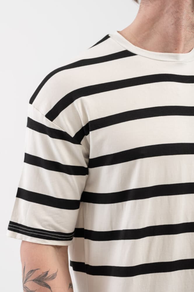 Ανδρικό Ριγέ T-shirt Λευκό Vittorio 25002-WHITE