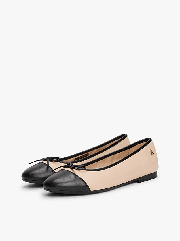 Γυναικείες Δερμάτινες Μπαλαρίνες Μπεζ Tommy Hilfiger FW0FW08759-TRY