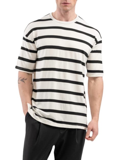 Ανδρικό Ριγέ T-shirt Λευκό Vittorio 25002-WHITE