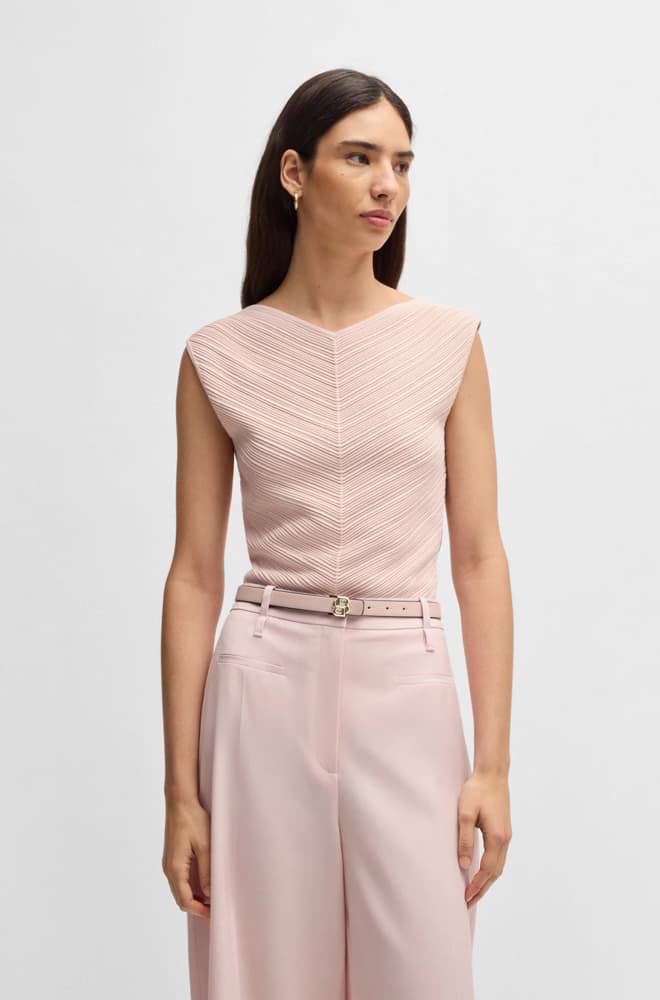 Γυναικεία Δερμάτινη B_Icon Ζώνη Διπλής Όψεως Ροζ/Μαύρη Boss 50542179-681