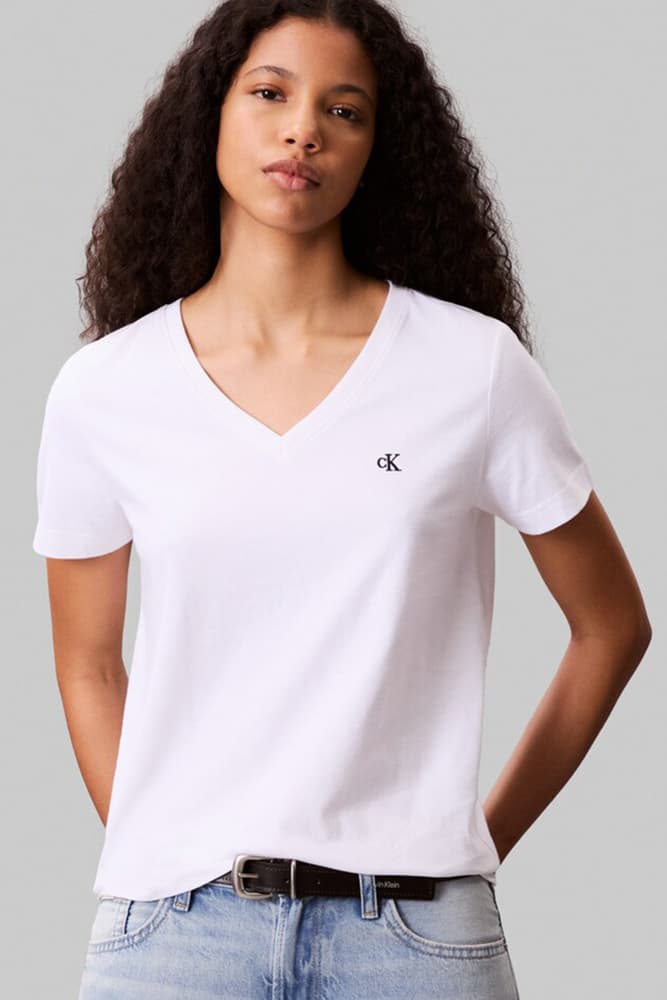 T-SHIRT CALVIN KLEIN ARCHIVE V NECK TEE WHITE CALVIN KLEIN