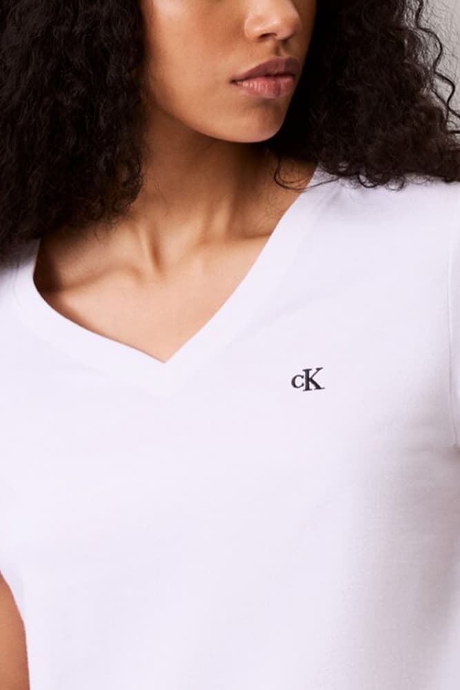 T-SHIRT CALVIN KLEIN ARCHIVE V NECK TEE WHITE CALVIN KLEIN