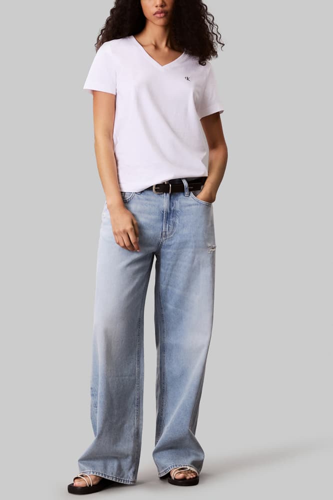 T-SHIRT CALVIN KLEIN ARCHIVE V NECK TEE WHITE CALVIN KLEIN