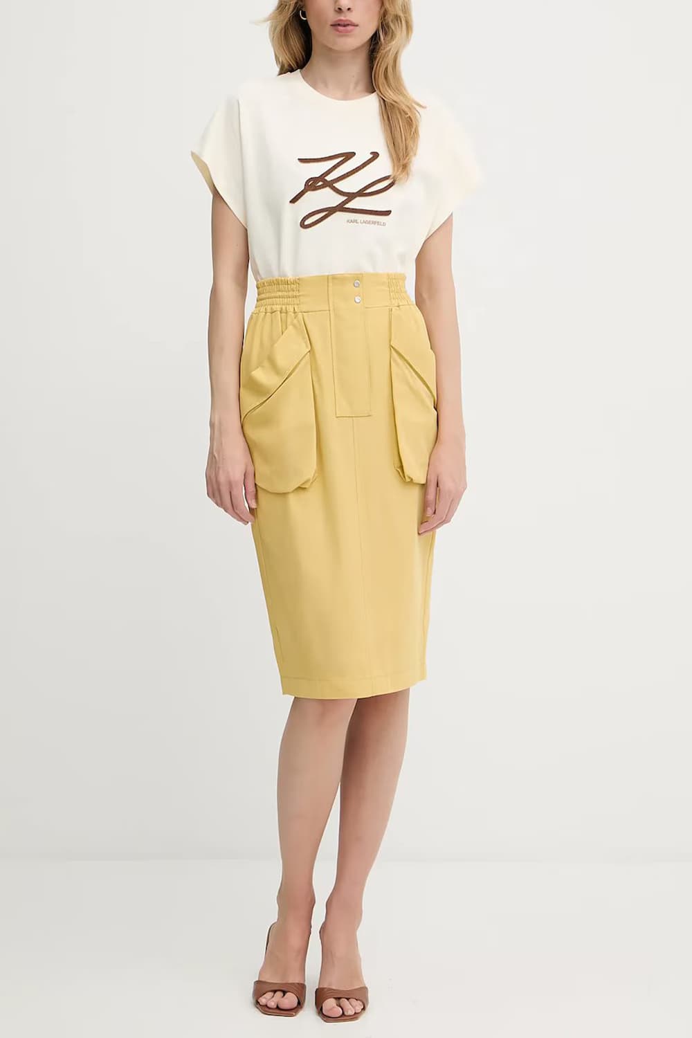 Γυναικείο T-shirt Μπεζ Karl Lagerfeld A3W17014-B09 CANNOLI CREAM