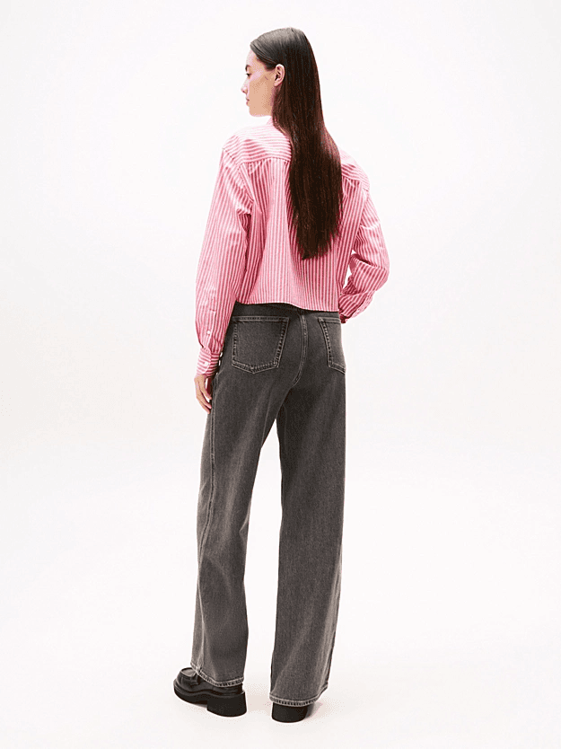 Γυναικείο Crop Ριγέ Πουκάμισο Ροζ Tommy Jeans DW0DW21453-XI5