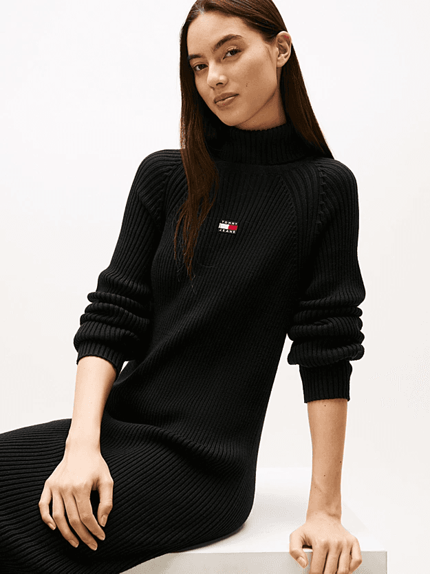 Γυναικείο Πλεκτό Φόρεμα Μαύρο Tommy Jeans DW0DW22167-BDS