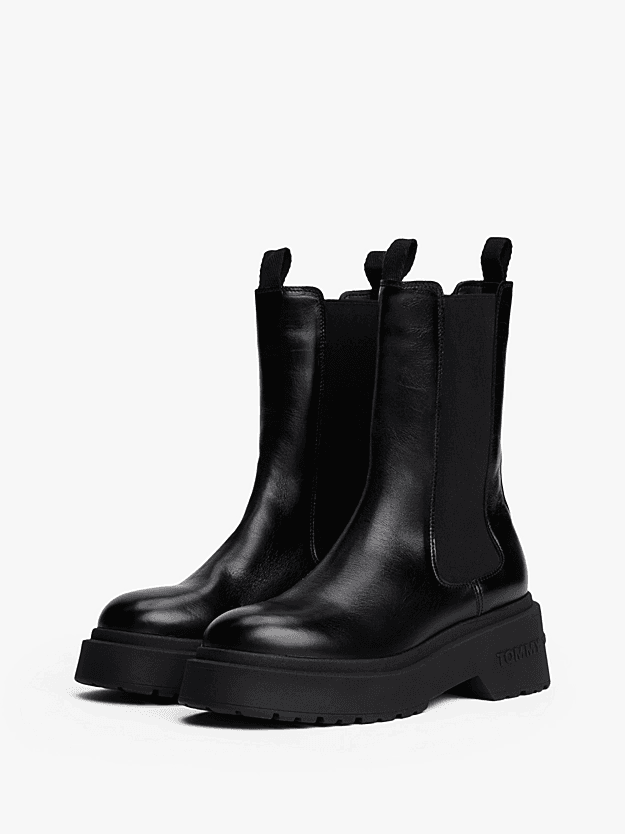 Γυναικεία Δερμάτινα Chelsea Μποτάκια Μαύρα Tommy Jeans EN0EN02888-BDS