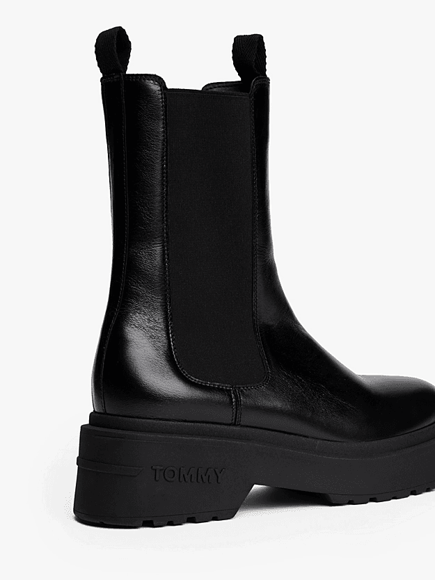 Γυναικεία Δερμάτινα Chelsea Μποτάκια Μαύρα Tommy Jeans EN0EN02888-BDS