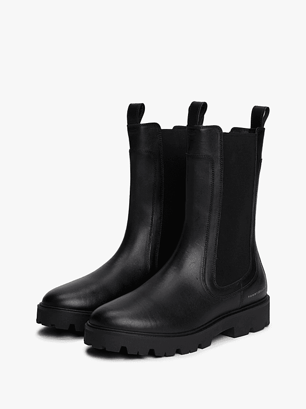 Γυναικεία Δερμάτινα Μποτάκια Μαύρα Tommy Hilfiger FW0FW08770-BDS