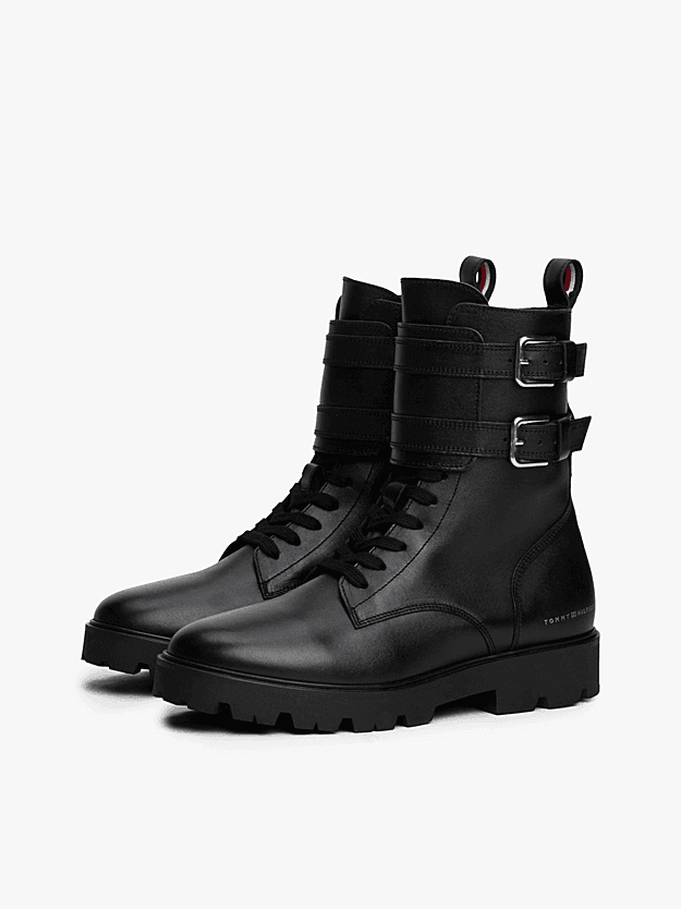 Γυναικείες Δερμάτινες Μπότες Μαύρες Tommy Hilfiger FW0FW08986-BDS