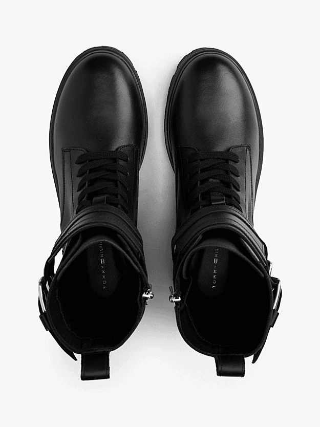 Γυναικείες Δερμάτινες Μπότες Μαύρες Tommy Hilfiger FW0FW08986-BDS