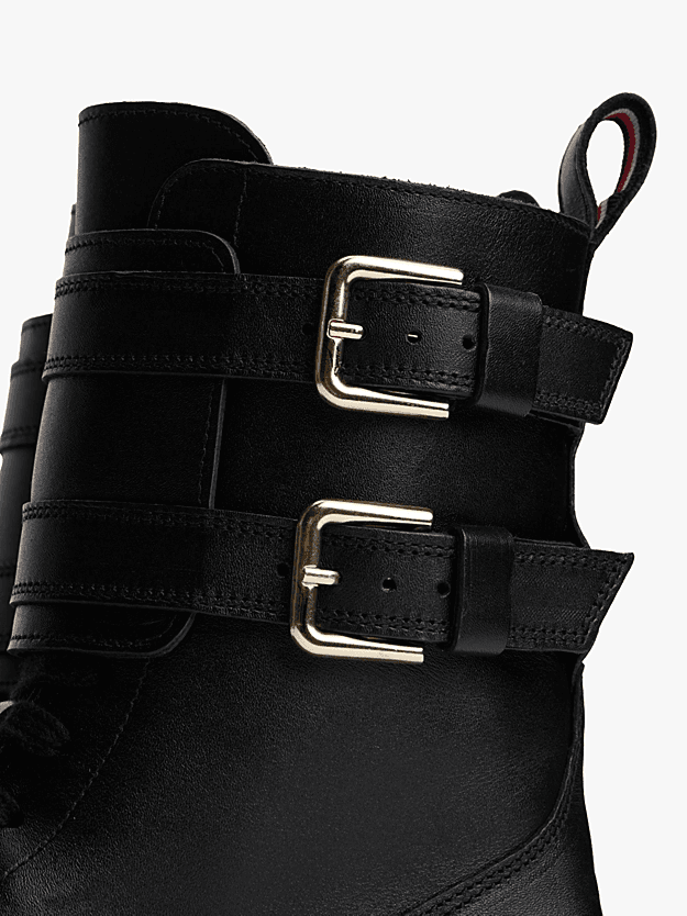 Γυναικείες Δερμάτινες Μπότες Μαύρες Tommy Hilfiger FW0FW08986-BDS