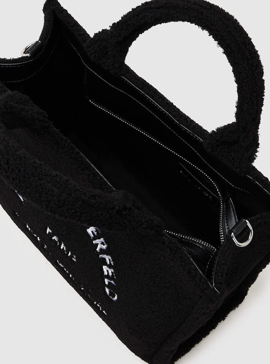 Γυναικεία K/Rsg Md Square Tote Shearling Τσάντα Μαύρη Karl Lagerfeld A4W50013-999 BLACK