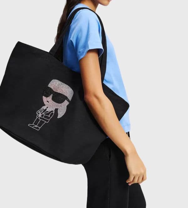 Γυναικεία Ikon Rhinestone Shopper Τσάντα Μαύρη Karl Lagerfeld A3W50016-999 BLACK