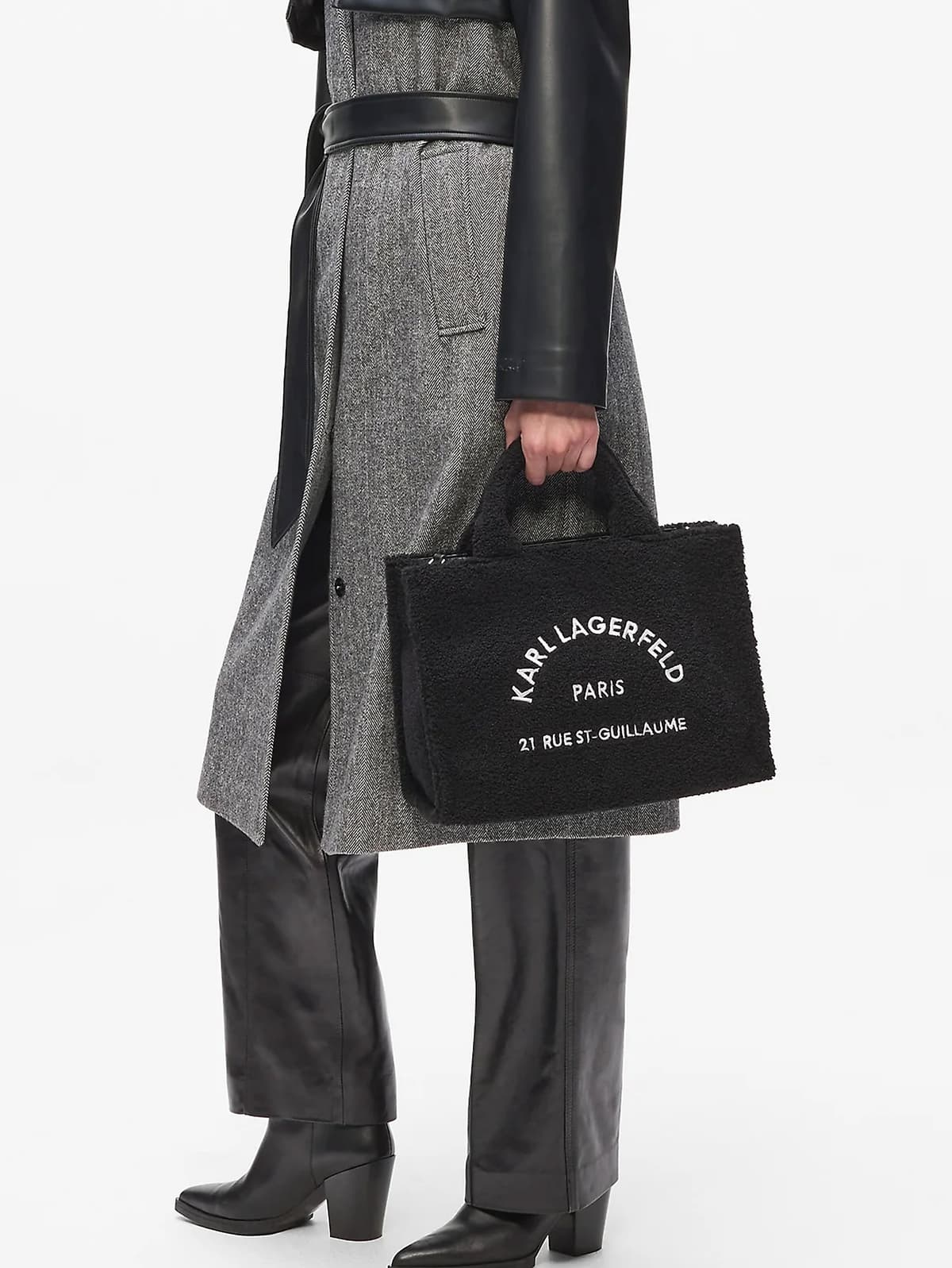 Γυναικεία K/Rsg Md Square Tote Shearling Τσάντα Μαύρη Karl Lagerfeld A4W50013-999 BLACK