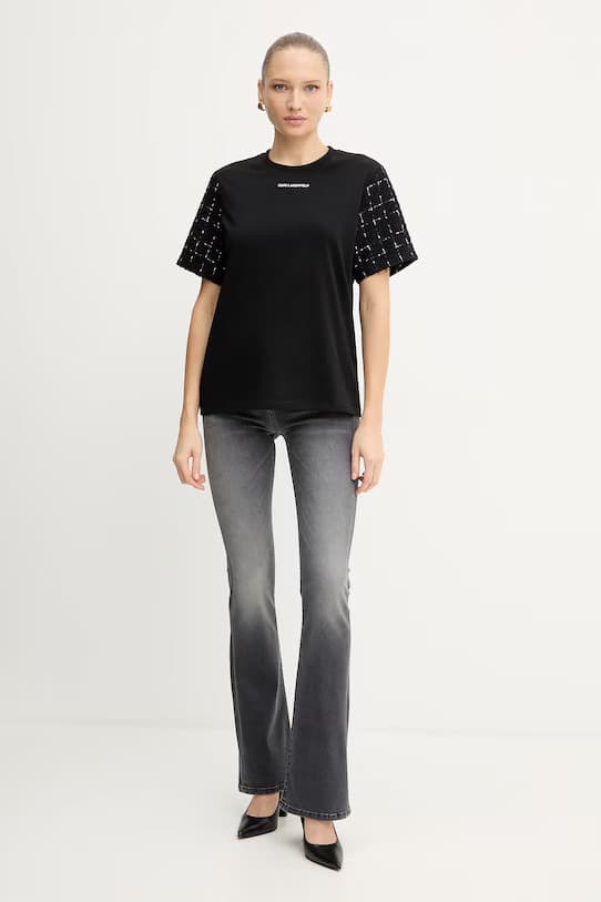 Γυναικείο T-shirt Μαύρο Karl Lagerfeld A4W17091-999 BLACK