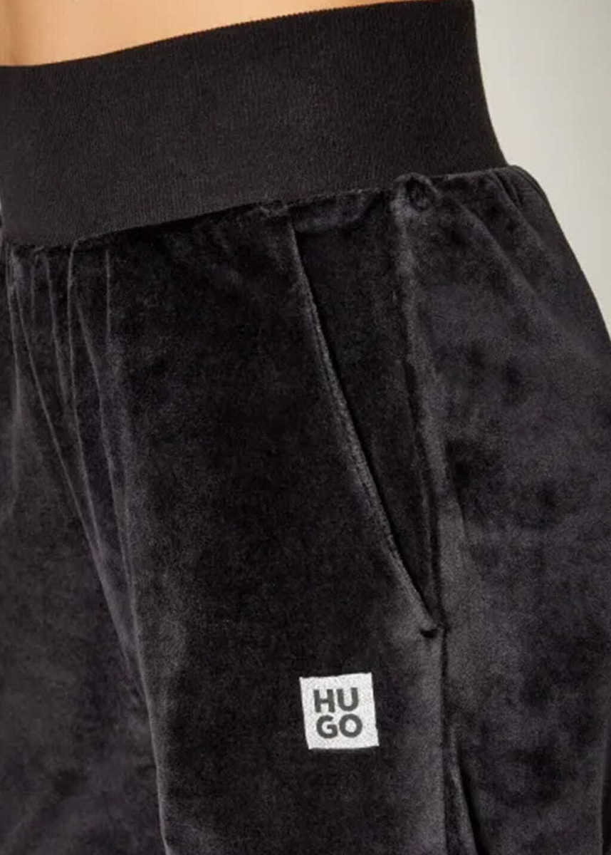 HUGO ΠΑΝΤΕΛΟΝΙ ΦΟΡΜΑ VELVET LONG PANT LOGO ΜΑΥΡΟ