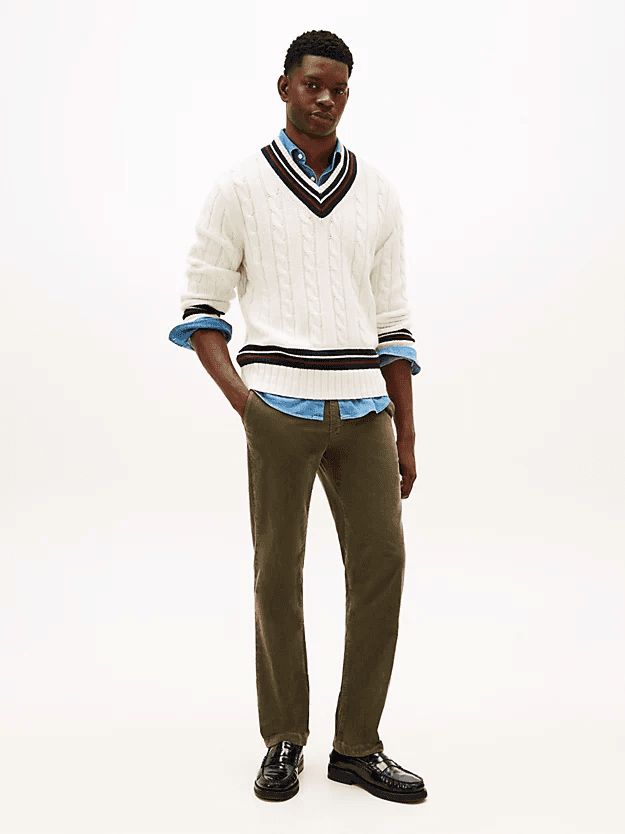 Ανδρικό Κοτλέ Παντελόνι Χακί Tommy Hilfiger MW0MW40267-PLI