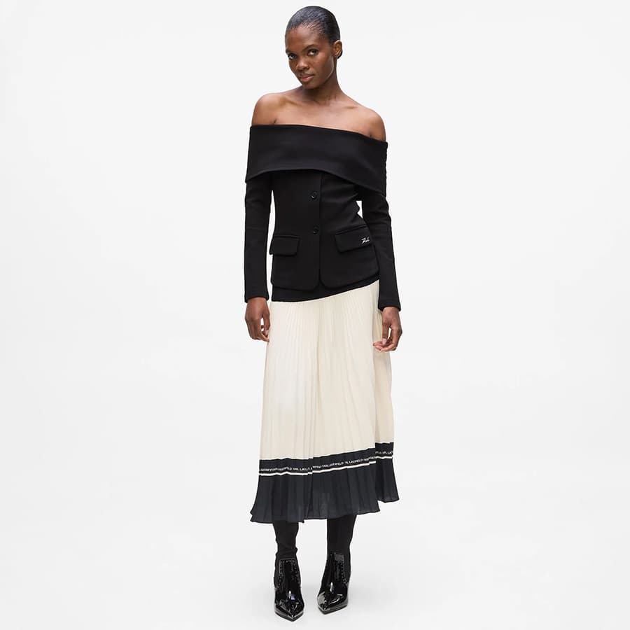 Γυναικεία Off Shoulder Μπλούζα Μαύρη Karl Lagerfeld A4W20042-999 BLACK