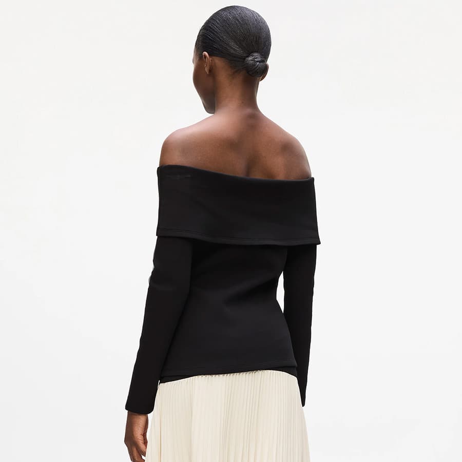 Γυναικεία Off Shoulder Μπλούζα Μαύρη Karl Lagerfeld A4W20042-999 BLACK