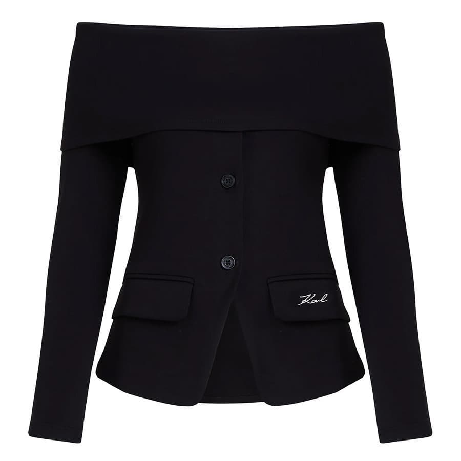 Γυναικεία Off Shoulder Μπλούζα Μαύρη Karl Lagerfeld A4W20042-999 BLACK