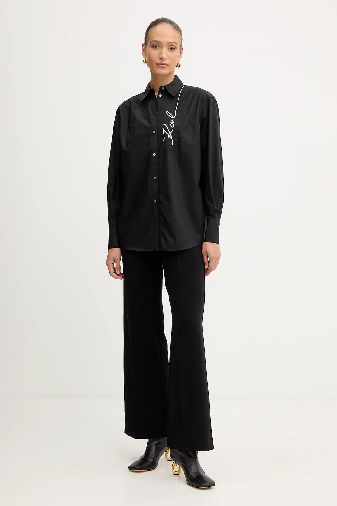 Γυναικείο Signature Πουκάμισο Μαύρο Karl Lagerfeld A4W11014-999 BLACK