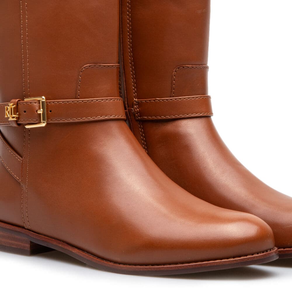 Γυναικείες Δερμάτινες Brooke II Μπότες Καφέ Ralph Lauren 802974383001-LAUREN TAN