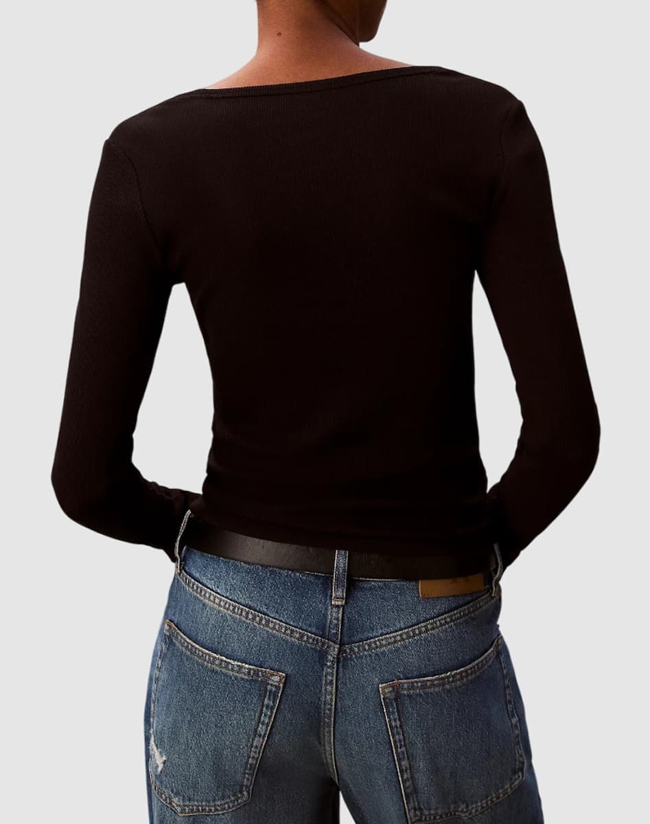 Γυναικείο Μακρυμάνικο Τοπ Μαύρο Calvin Klein LV047D218G-UB1