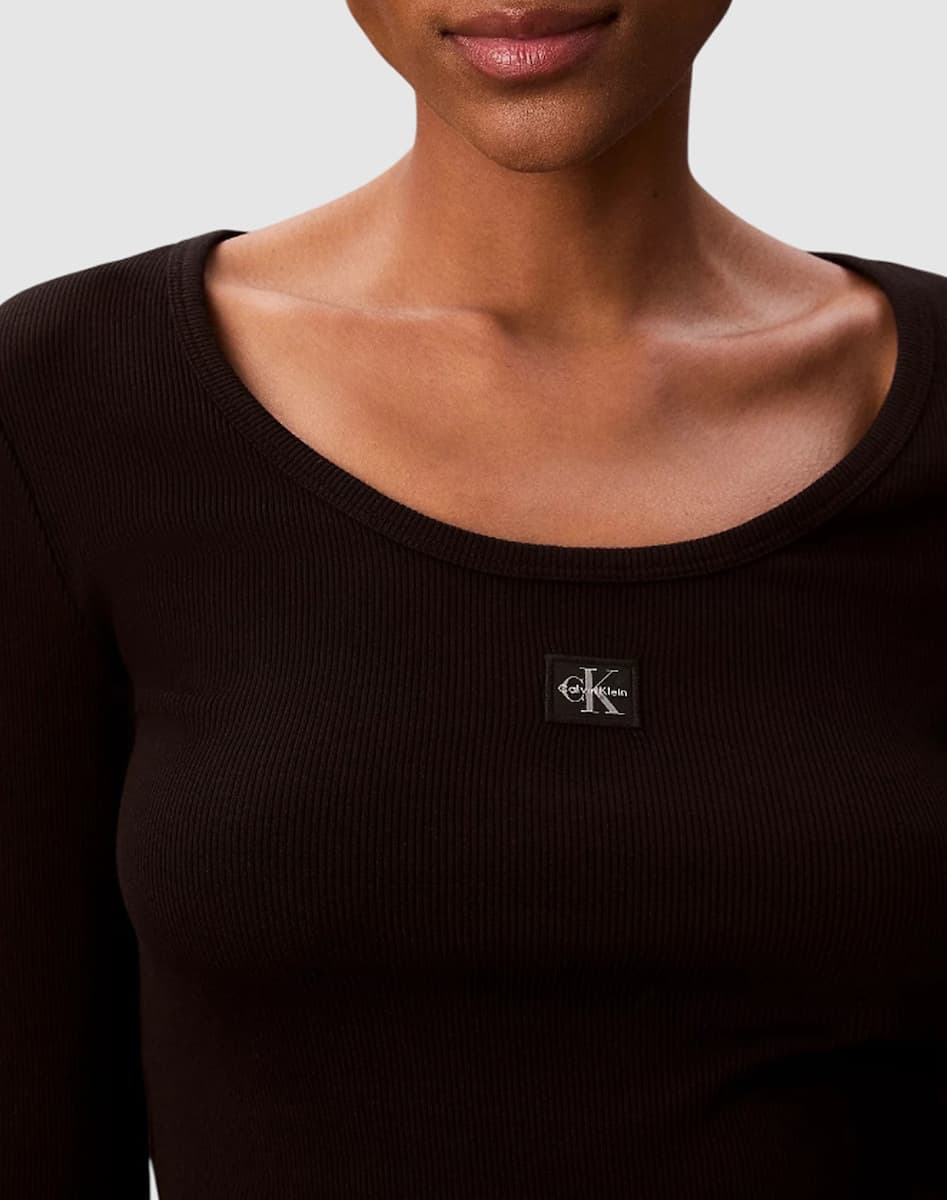 Γυναικείο Μακρυμάνικο Τοπ Μαύρο Calvin Klein LV047D218G-UB1