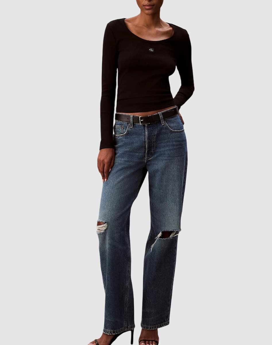 Γυναικείο Μακρυμάνικο Τοπ Μαύρο Calvin Klein LV047D218G-UB1