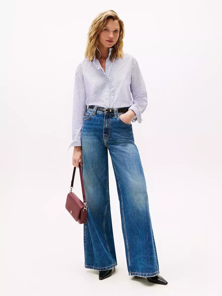 Γυναικείο Ριγέ Πουκάμισο Μπλε Tommy Hilfiger WW0WW46848-0X7