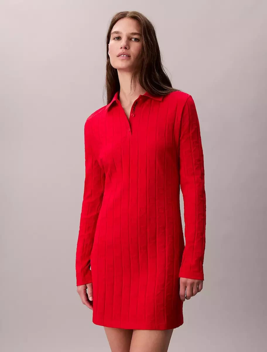 Γυναικείο Polo Φόρεμα Κόκκινο Calvin Klein LV047D228G-XMD