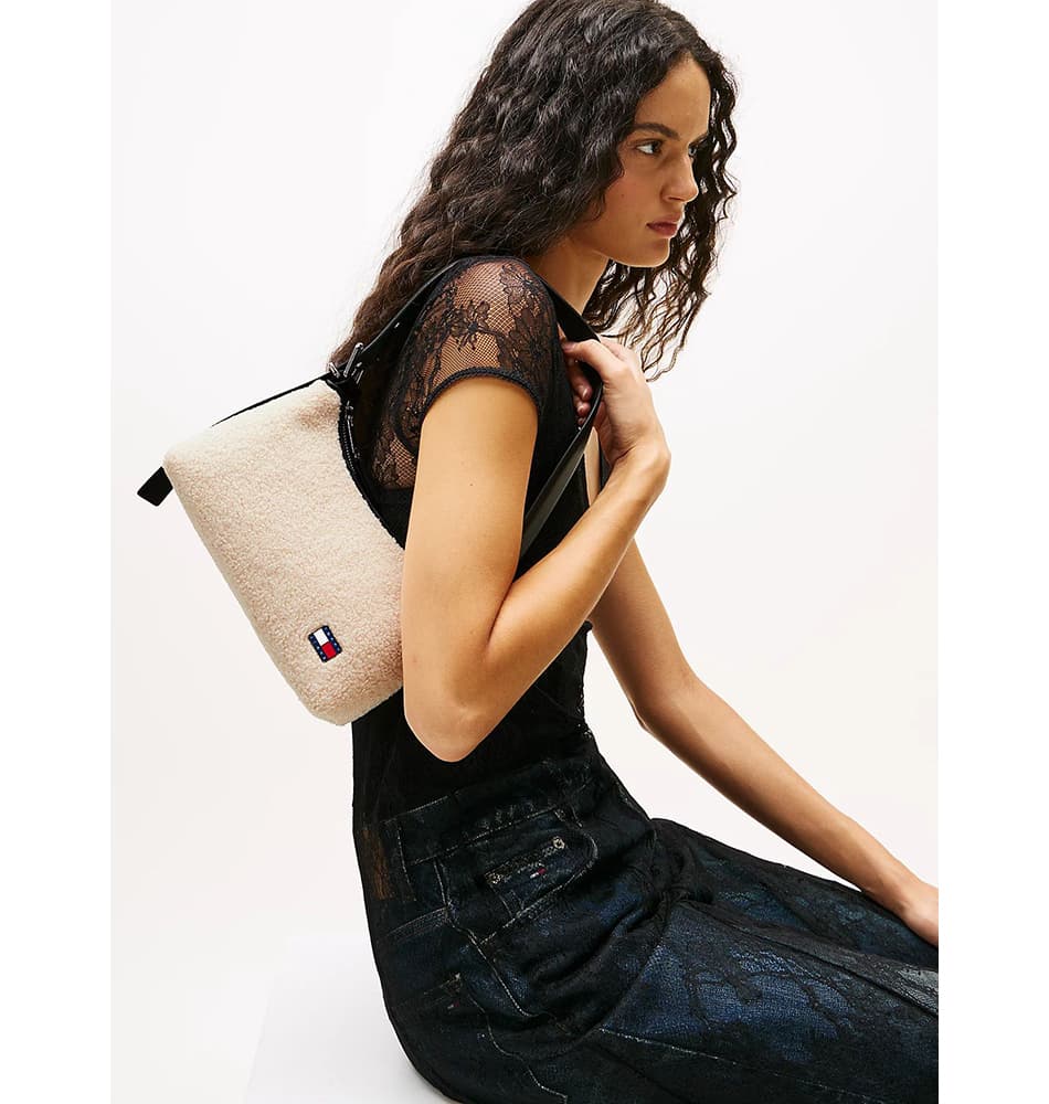 Γυναικεία Sherpa Τσάντα Ώμου Μπεζ Tommy Jeans AW0AW18011-YBH