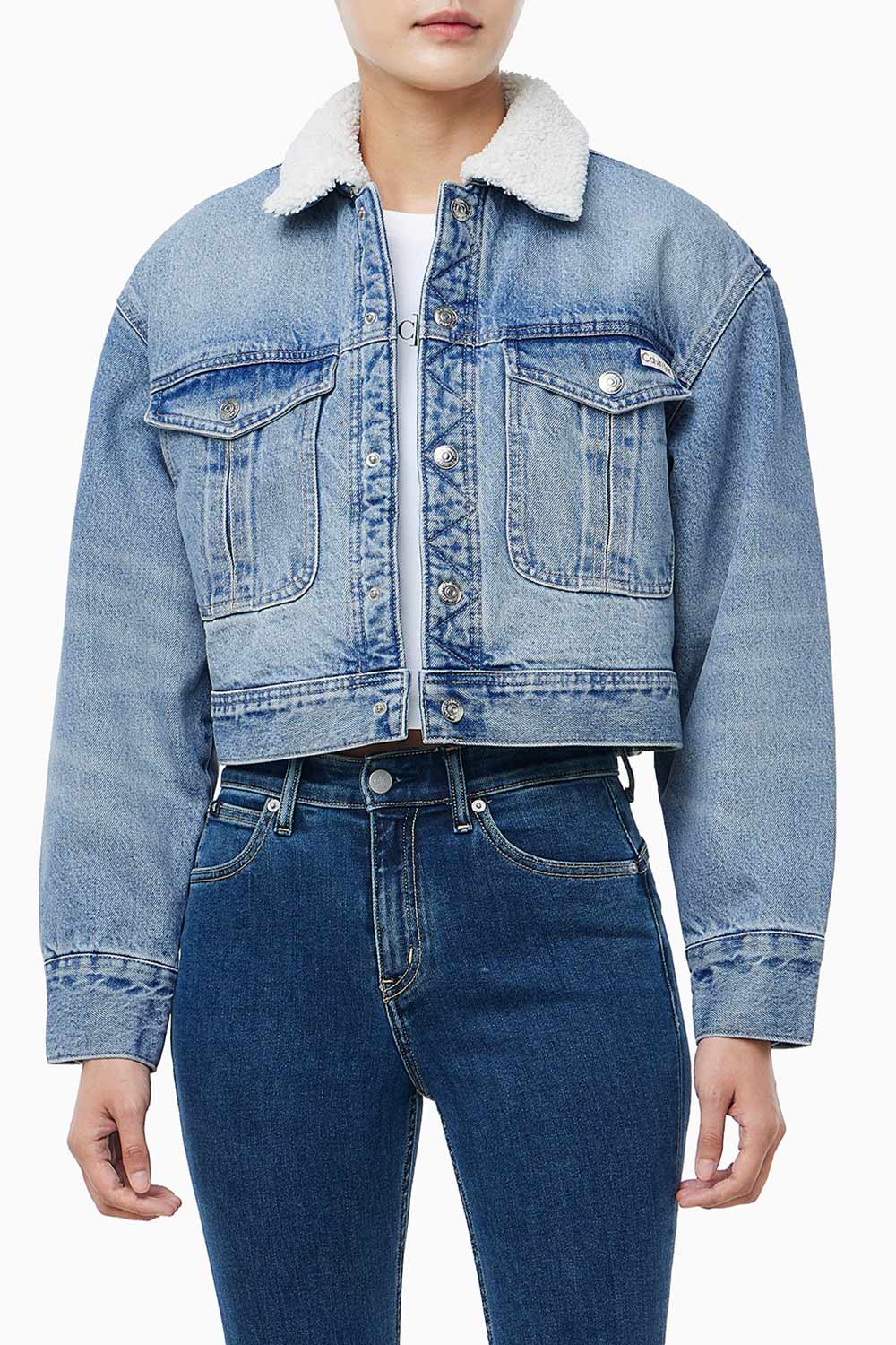 Γυναικείο Sherpa Τζιν Μπουφάν Γαλάζιο Calvin Klein LV047D736G-YYE