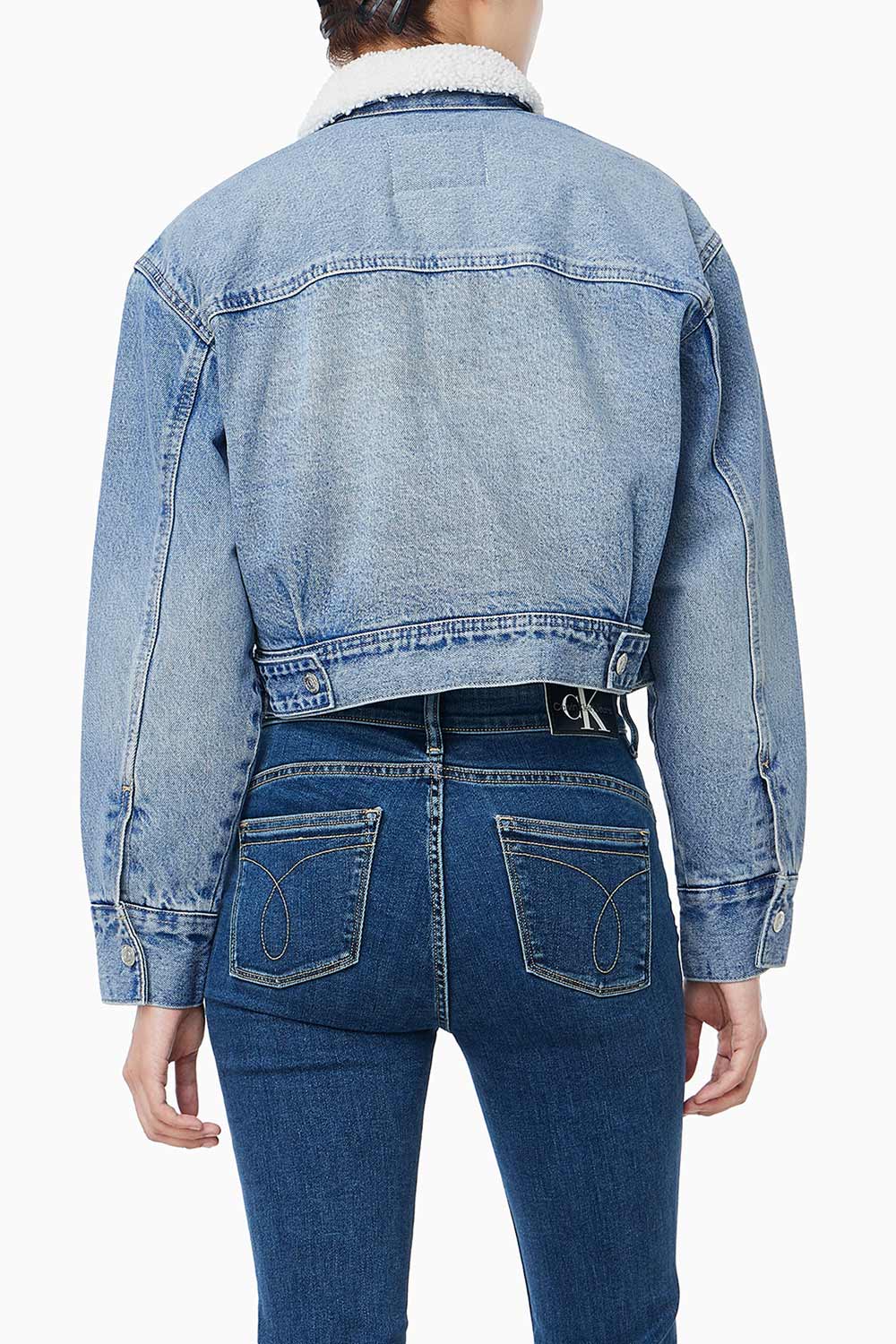 Γυναικείο Sherpa Τζιν Μπουφάν Γαλάζιο Calvin Klein LV047D736G-YYE