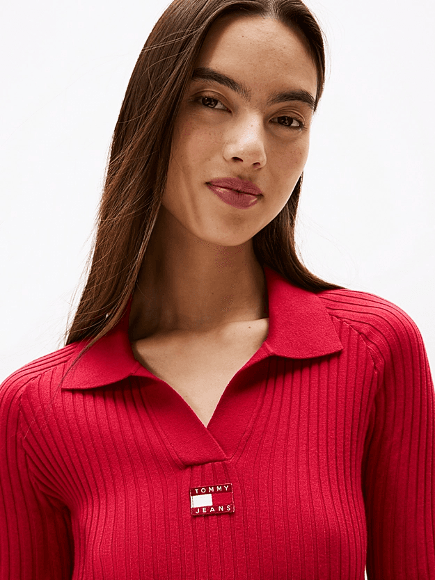 Γυναικείο Μακρυμάνικο Polo Φόρεμα Κόκκινο Tommy Jeans DW0DW22183-XJP