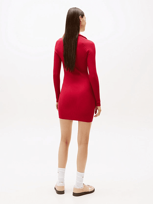 Γυναικείο Μακρυμάνικο Polo Φόρεμα Κόκκινο Tommy Jeans DW0DW22183-XJP