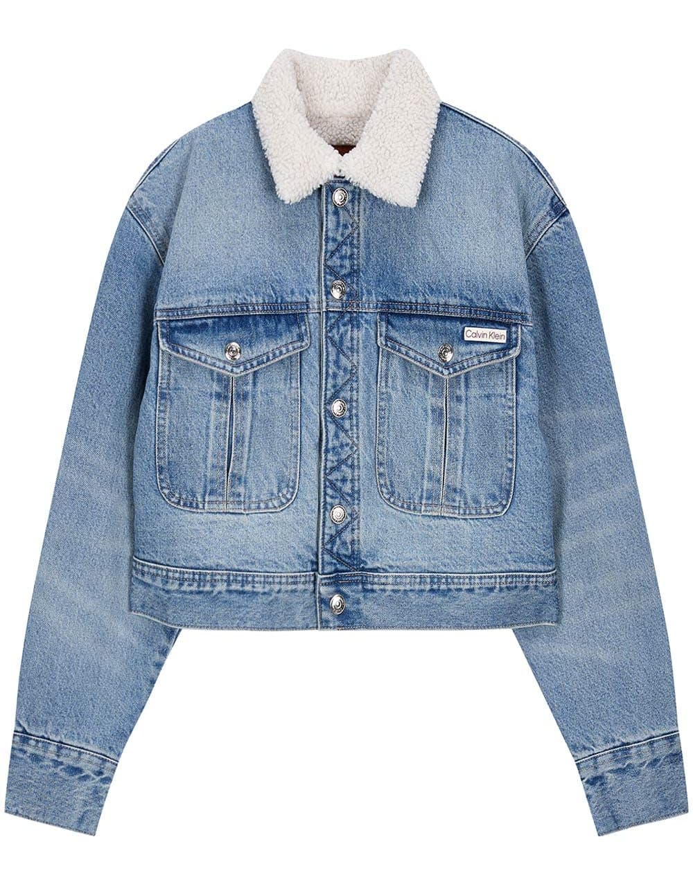 Γυναικείο Sherpa Τζιν Μπουφάν Γαλάζιο Calvin Klein LV047D736G-YYE