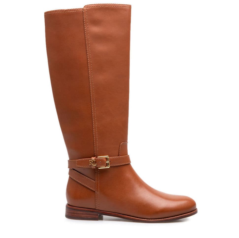 Γυναικείες Δερμάτινες Brooke II Μπότες Καφέ Ralph Lauren 802974383001-LAUREN TAN