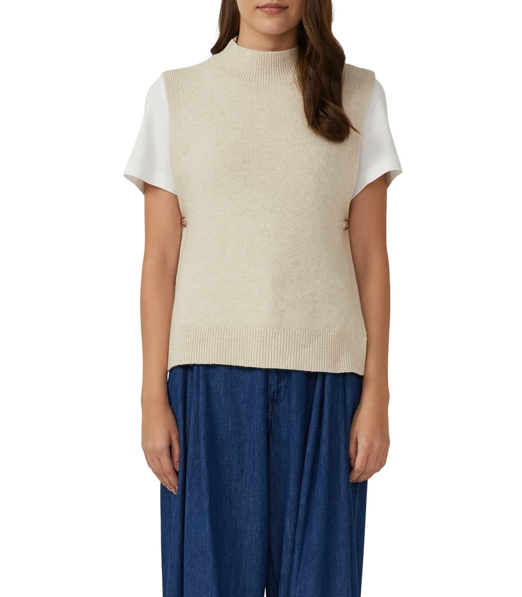 Γυναικεία Αμάνικη Πλεκτή Μπλούζα Μπεζ S.Oliver 2168038-81W9