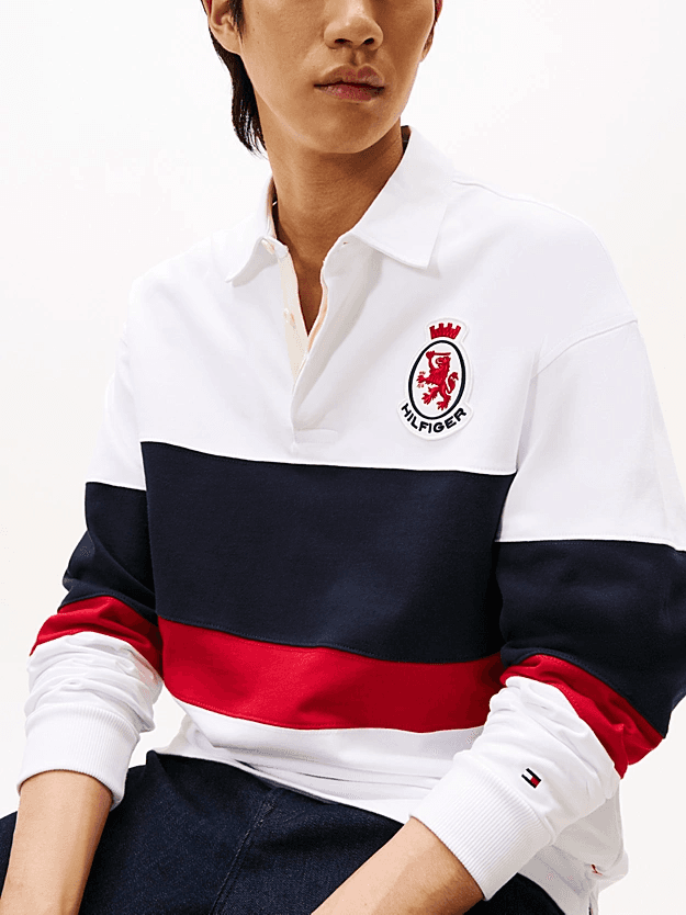 Ανδρική Crest Rugby Polo Μπλούζα Λευκή Tommy Hilfiger MW0MW40869-YBR