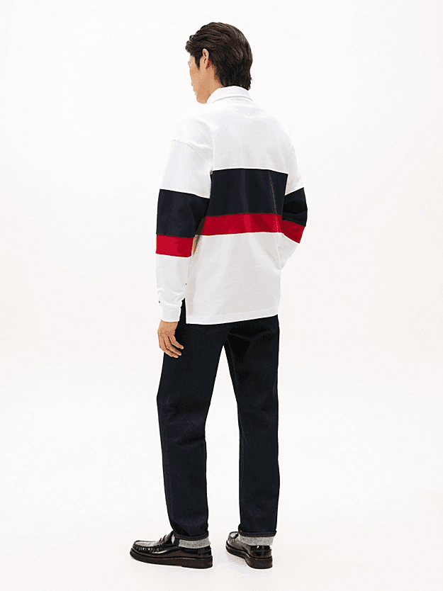 Ανδρική Crest Rugby Polo Μπλούζα Λευκή Tommy Hilfiger MW0MW40869-YBR