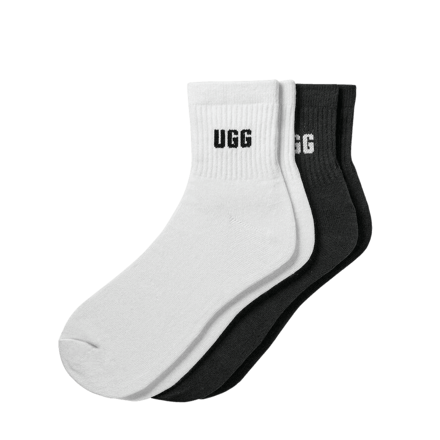 Γυναικείες Quinlin Logo Quarter Κάλτσες 2 Τεμαχίων Λευκές/Μαύρες UGG 1171623-WBLC