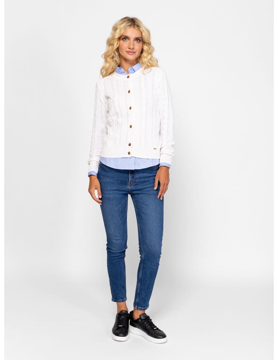 Γυναικεία Hanoliw25 Ζακέτα Λευκή Heavy Tools T53038-ECRU