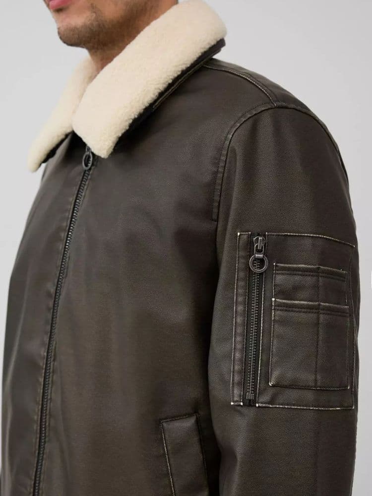 Ανδρικό Eco Leather Μπουφάν Καφέ S.Oliver 2167360-8940